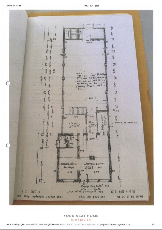 Grundriss oberer Speisesaal und Nebenzimmer